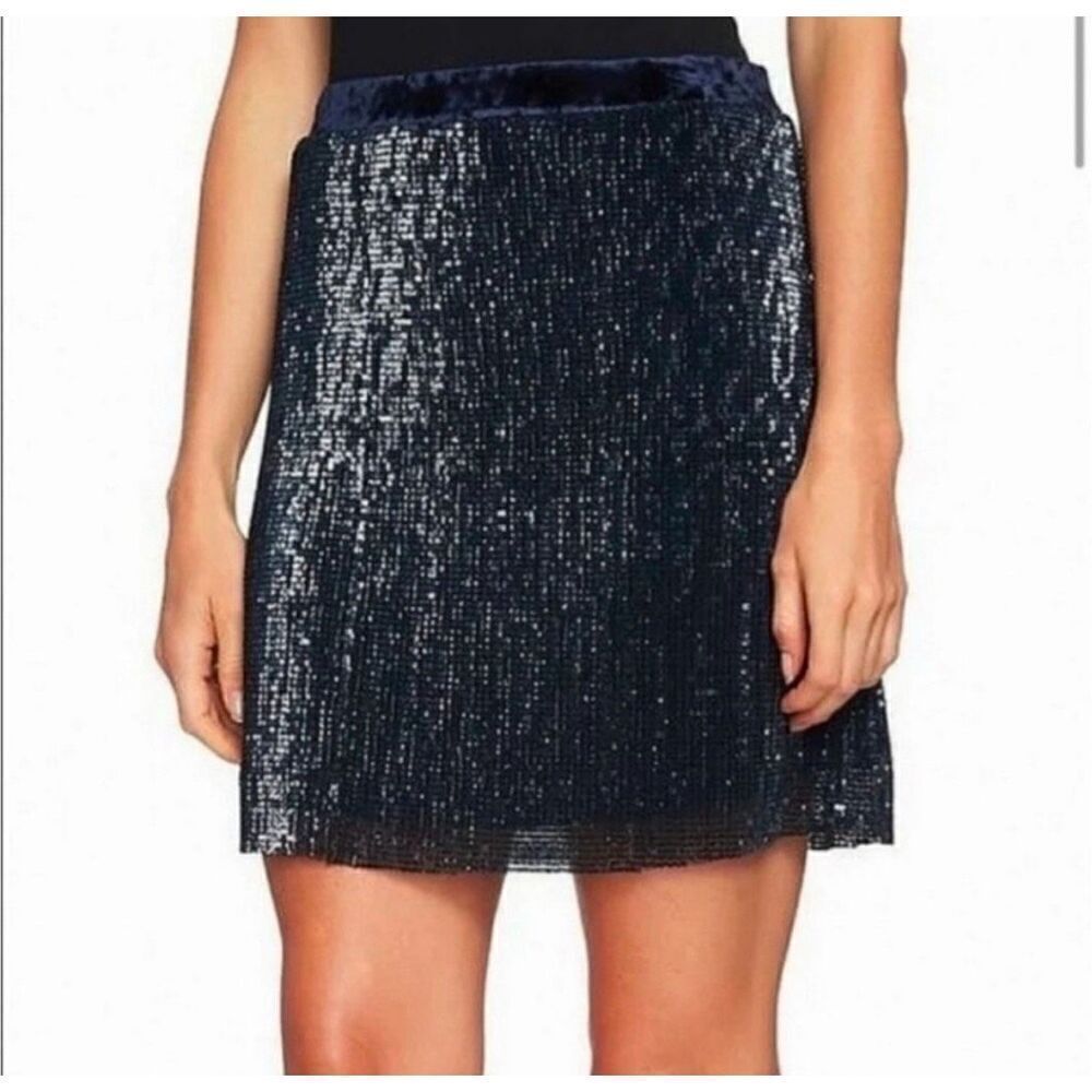 1. State Navy Dramatic Sequin Velvet Mini Skirt Size 8
